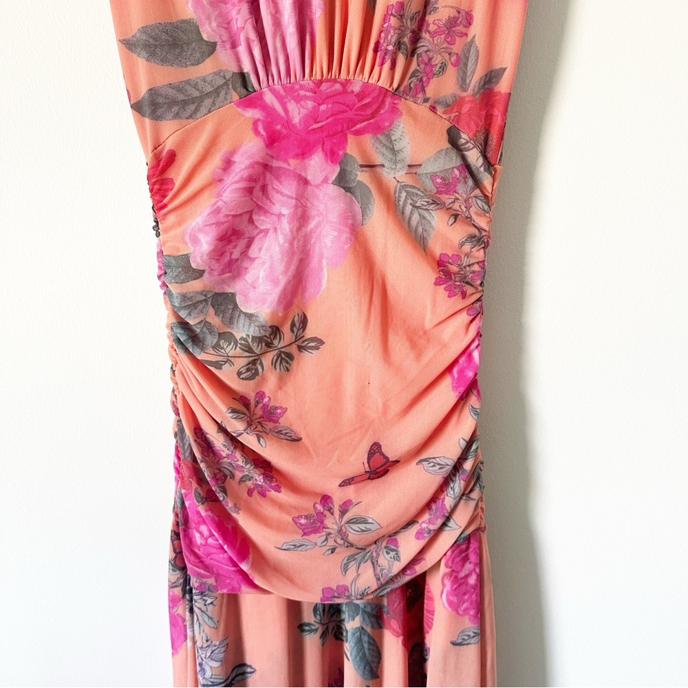 Maeve by Anthropologie Simone Floral Midi Dress Orange Pink XS NWT - Picture 11 of 12